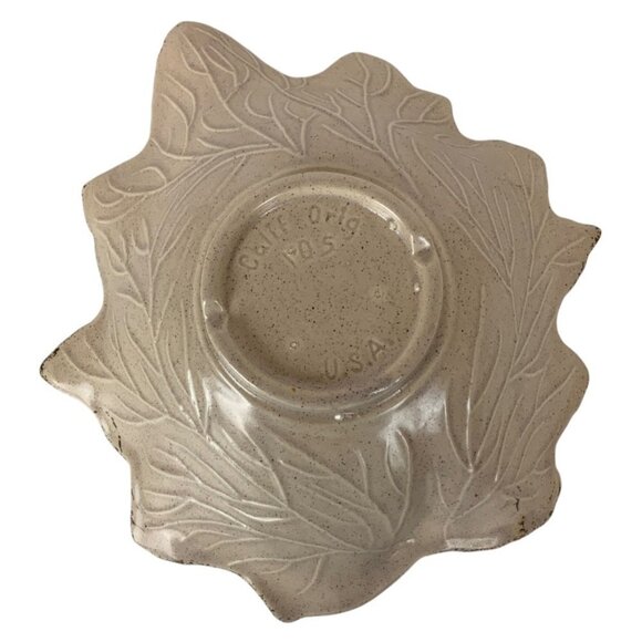 Vintage California Pottery Leaf-Shaped Bowl Pink Gold Trim 105 Mid Century USA - Picture 6 of 7